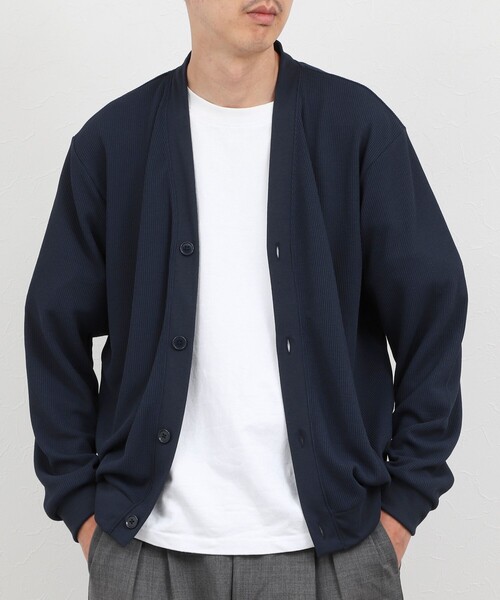 NOLLEY’S(ノーリーズ)の「ワッフルカーディガン ウォッシャブル 26AW(カーディガン/ボレロ・メンズ・ネイビー/ベビーピンク・M/L/XL)」の1枚目の写真