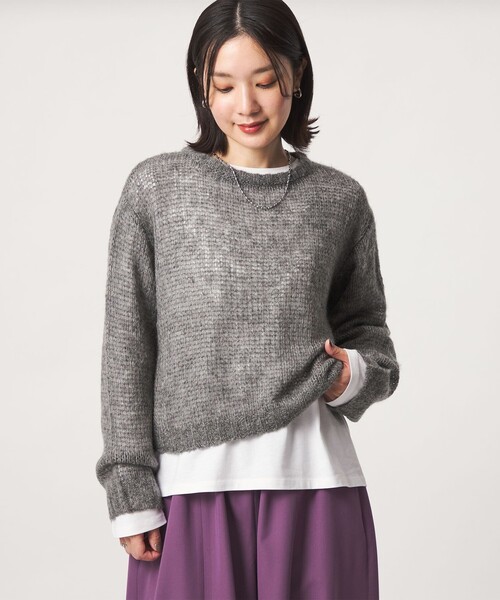 green label relaxing(グリーンレーベルリラクシング)の「【WEB限定】<at ease> ニット × Tシャツ セット(ニット/セーター・レディース・グレー/ピンク/コバルトブルー・FREE)」の1枚目の写真
