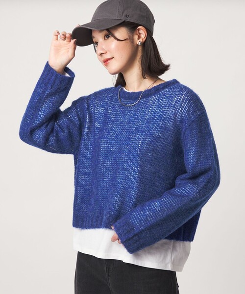 green label relaxing(グリーンレーベルリラクシング)の「【WEB限定】<at ease> ニット × Tシャツ セット(ニット/セーター・レディース・グレー/ピンク/コバルトブルー・FREE)」の2枚目の写真
