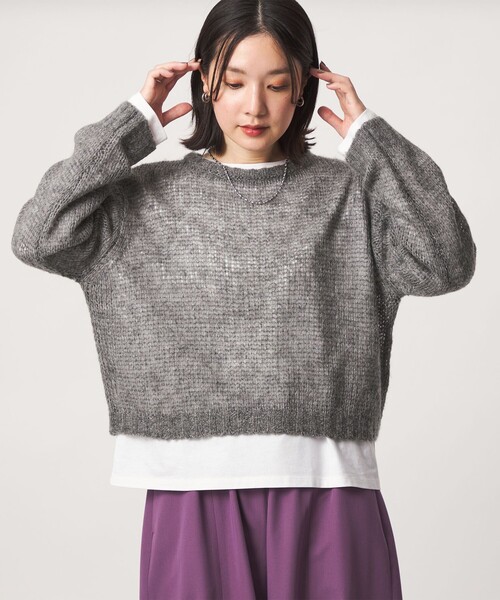 green label relaxing(グリーンレーベルリラクシング)の「【WEB限定】<at ease> ニット × Tシャツ セット(ニット/セーター・レディース・グレー/ピンク/コバルトブルー・FREE)」の4枚目の写真