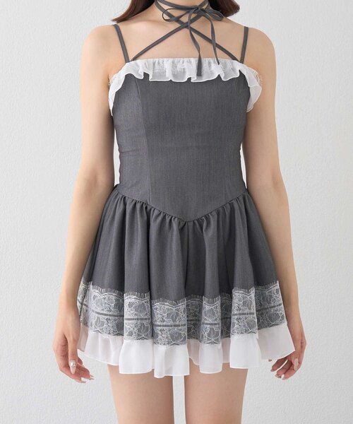 Belle Charme（ベルシャルム）の「【Belle Charme】Lace Frill Cami Onepiece（ワンピース・レディース・ベージュ/グレー/ブラック・FREE）」の15枚目の写真
