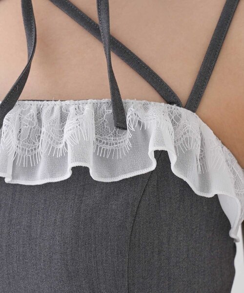 Belle Charme（ベルシャルム）の「【Belle Charme】Lace Frill Cami Onepiece（ワンピース・レディース・ベージュ/グレー/ブラック・FREE）」の7枚目の写真