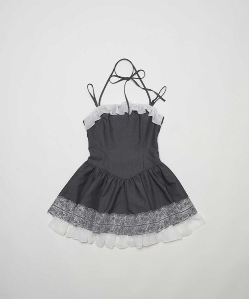 Belle Charme（ベルシャルム）の「【Belle Charme】Lace Frill Cami Onepiece（ワンピース・レディース・ベージュ/グレー/ブラック・FREE）」の8枚目の写真