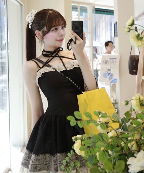 Belle Charme（ベルシャルム）の「【Belle Charme】Lace Frill Cami Onepiece（ワンピース・レディース・ベージュ/グレー/ブラック・FREE）」の12枚目の写真