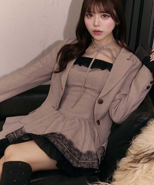 Belle Charme（ベルシャルム）の「【Belle Charme】Lace Frill Cami Onepiece（ワンピース・レディース・ベージュ/グレー/ブラック・FREE）」の20枚目の写真