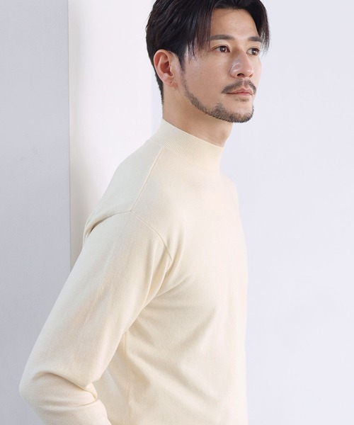 SPU（スプ）の「カシミヤ混ハイゲージモックネックニット（ニット/セーター・メンズ・ネイビー/ブラック/チャコール/オフホワイト・XL/L/M/S）」の6枚目の写真