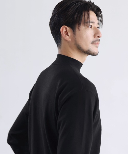 SPU（スプ）の「カシミヤ混ハイゲージモックネックニット（ニット/セーター・メンズ・ネイビー/ブラック/チャコール/オフホワイト・XL/L/M/S）」の13枚目の写真