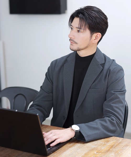 SPU（スプ）の「カシミヤ混ハイゲージモックネックニット（ニット/セーター・メンズ・ネイビー/ブラック/チャコール/オフホワイト・XL/L/M/S）」の16枚目の写真