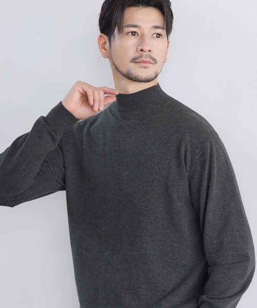 SPU（スプ）の「カシミヤ混ハイゲージモックネックニット（ニット/セーター・メンズ・ネイビー/ブラック/チャコール/オフホワイト・XL/L/M/S）」の22枚目の写真