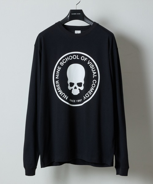 no E mosenスカルプリント黒長袖カットソー y2k お兄系 SCHOOL OF VISUAL COMEDY PRINTED CLASSIC L/S T-SHIRT / スカル