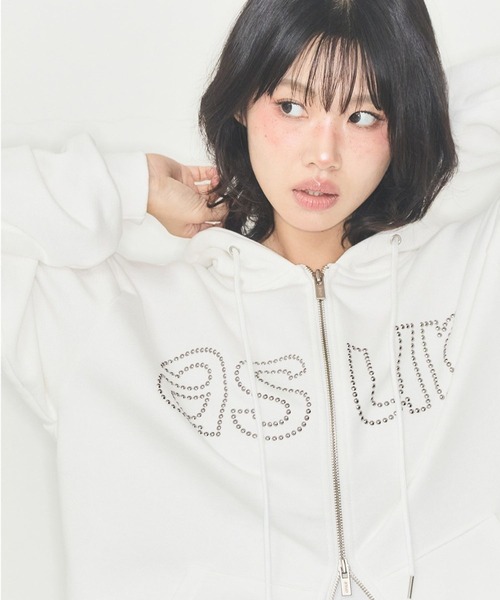 as you are(アズユーアー)の「ASUR/HOTFIXフーディージップアップ(パーカー・レディース・チャコール/ホワイト・SMALL)」の2枚目の写真