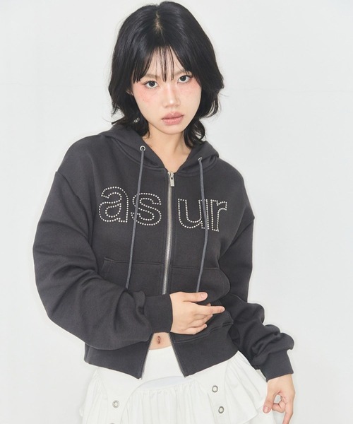 as you are(アズユーアー)の「ASUR/HOTFIXフーディージップアップ(パーカー・レディース・チャコール/ホワイト・SMALL)」の10枚目の写真