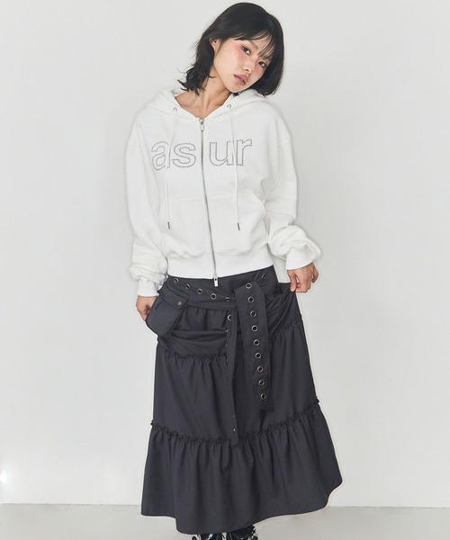 as you are(アズユーアー)の「ASUR/HOTFIXフーディージップアップ(パーカー・レディース・チャコール/ホワイト・SMALL)」の14枚目の写真