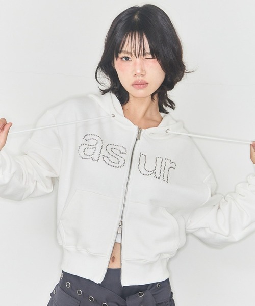 as you are(アズユーアー)の「ASUR/HOTFIXフーディージップアップ(パーカー・レディース・チャコール/ホワイト・SMALL)」の19枚目の写真