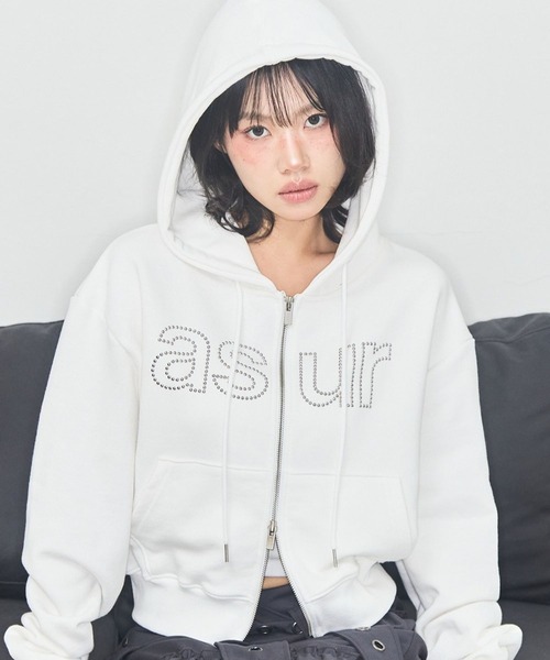 as you are(アズユーアー)の「ASUR/HOTFIXフーディージップアップ(パーカー・レディース・チャコール/ホワイト・SMALL)」の20枚目の写真