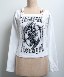 DUALITY OFF ハーネスベルトデザイン ゴシックグラフィック長袖Tシャツ