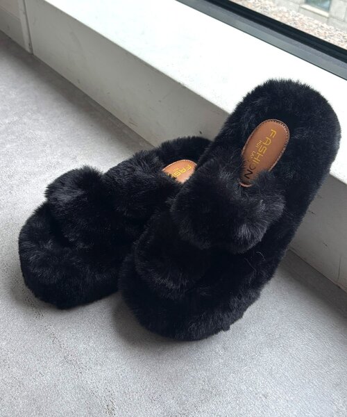 DouDou(ドゥドゥ)の「ファーサンダル(その他シューズ・レディース・ベージュ/ブラック・37/38/36)」の15枚目の写真
