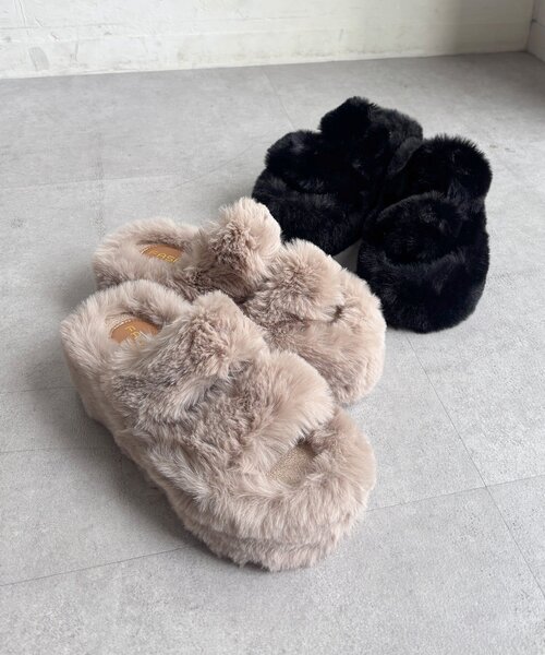 DouDou(ドゥドゥ)の「ファーサンダル(その他シューズ・レディース・ベージュ/ブラック・37/38/36)」の11枚目の写真