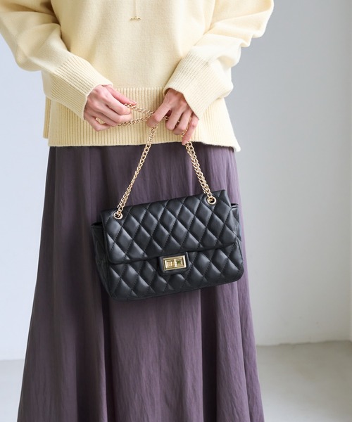 ROPE' PICNIC(ロペピクニック)の「キルティング チェーン ショルダーバッグ / 2WAY(ショルダーバッグ・レディース・キナリ/ブラック・FREE)」の1枚目の写真