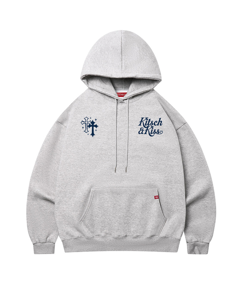 KITSCH&KISS（キッチアンドキス）の「DOUBLE CROSS オーバーサイズフーディー (SOHKNK-110)（パーカー・レディース・ブラック/グレー/オートミール/ワイン・FREE）」の2枚目の写真