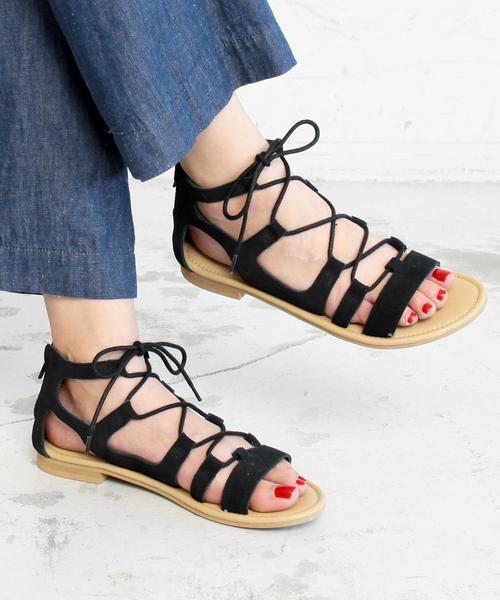 BEAUTY&YOUTH UNITED ARROWS（ビューティーアンドユースユナイテッドアローズ）の「BY∵ スウェードレースアップサンダル◆（サンダル・レディース・ベージュ/ブラック/オフホワイト・37/36/38）」の3枚目の写真