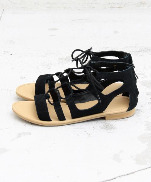 BEAUTY&YOUTH UNITED ARROWS（ビューティーアンドユースユナイテッドアローズ）の「BY∵ スウェードレースアップサンダル◆（サンダル・レディース・ベージュ/ブラック/オフホワイト・37/36/38）」の7枚目の写真