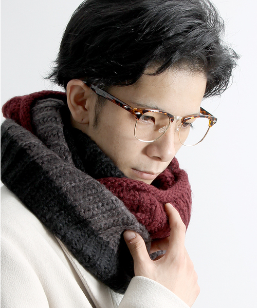 WEGO（ウィゴー）の「WEGO/バイカラースヌード（ネックウォーマー/スヌード・メンズ・グレー/トリコロール/ワイン/ベージュ・FREE）」の4枚目の写真