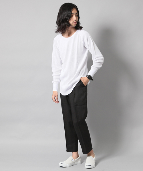 AMERICAN RAG CIE(アメリカンラグシー)の「ロング丈 丸胴 長袖サーマルカットソー WEB限定 (Tシャツ/カットソー・メンズ・ピンク/ホワイト/チャコールグレー/ブルー/ネイビー/ブラック・1/2/3)」の18枚目の写真