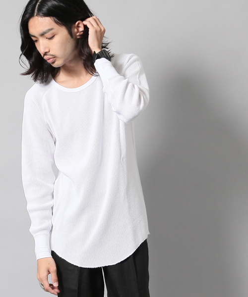 AMERICAN RAG CIE(アメリカンラグシー)の「ロング丈 丸胴 長袖サーマルカットソー WEB限定 (Tシャツ/カットソー・メンズ・ピンク/ホワイト/チャコールグレー/ブルー/ネイビー/ブラック・1/2/3)」の7枚目の写真