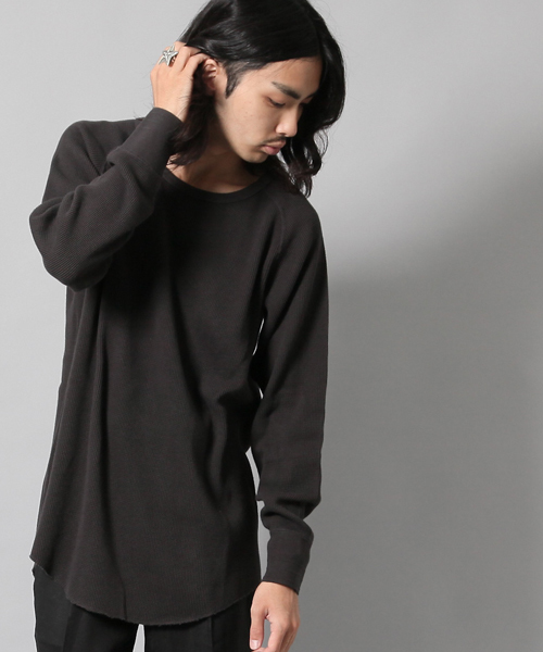 AMERICAN RAG CIE(アメリカンラグシー)の「ロング丈 丸胴 長袖サーマルカットソー WEB限定 (Tシャツ/カットソー・メンズ・ピンク/ホワイト/チャコールグレー/ブルー/ネイビー/ブラック・1/2/3)」の8枚目の写真