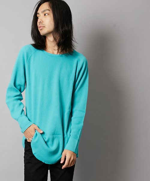 AMERICAN RAG CIE(アメリカンラグシー)の「ロング丈 丸胴 長袖サーマルカットソー WEB限定 (Tシャツ/カットソー・メンズ・ピンク/ホワイト/チャコールグレー/ブルー/ネイビー/ブラック・1/2/3)」の10枚目の写真