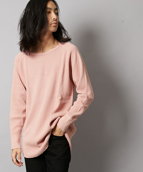 AMERICAN RAG CIE(アメリカンラグシー)の「ロング丈 丸胴 長袖サーマルカットソー WEB限定 (Tシャツ/カットソー・メンズ・ピンク/ホワイト/チャコールグレー/ブルー/ネイビー/ブラック・1/2/3)」の11枚目の写真