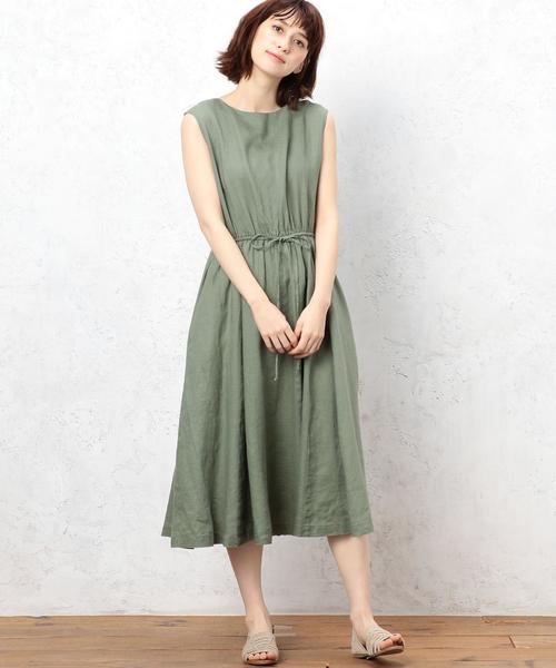 green label relaxing（グリーンレーベルリラクシング）の「CF ハードマンズLI FLA N/SL ワンピース（ワンピース・レディース・ブラック/オリーブ/コバルトブルー・36/38）」の2枚目の写真