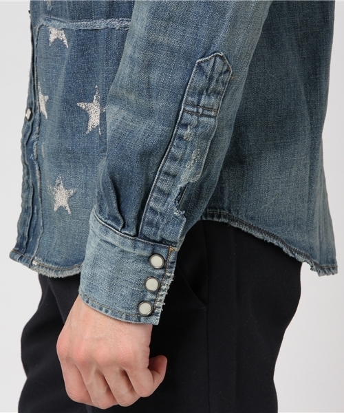 Denim & Supply Ralph Lauren（デニムアンドサプライラルフローレン）の「ディストレスト デニム ウエスタン シャツ（シャツ/ブラウス・メンズ・ブルー系9・X-LARGE/LARGE/SMALL/X-SMALL/MEDIUM）」の9枚目の写真