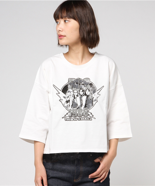 RODEO CROWNS WIDE BOWL（ロデオクラウンズワイドボウル）の「ROCK レース ドッキングTシャツ（Tシャツ/カットソー・レディース・ブラック/トップグレー/オフホワイト・FREE）」の12枚目の写真