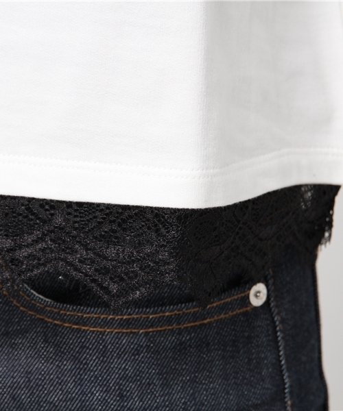 RODEO CROWNS WIDE BOWL（ロデオクラウンズワイドボウル）の「ROCK レース ドッキングTシャツ（Tシャツ/カットソー・レディース・ブラック/トップグレー/オフホワイト・FREE）」の9枚目の写真