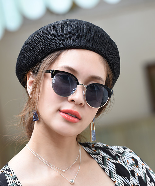 Eldia'lu（エルディアル）の「メッシュベレー帽（ハンチング/ベレー帽・レディース・オフホワイト/ブラック/サックスブルー/ベージュ・ﾌﾘ-）」の3枚目の写真