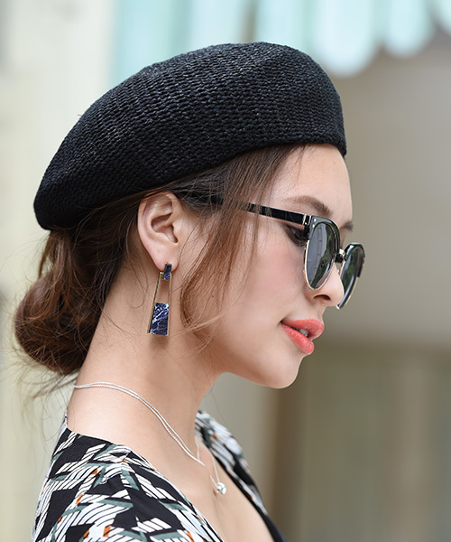 Eldia'lu（エルディアル）の「メッシュベレー帽（ハンチング/ベレー帽・レディース・オフホワイト/ブラック/サックスブルー/ベージュ・ﾌﾘ-）」の16枚目の写真