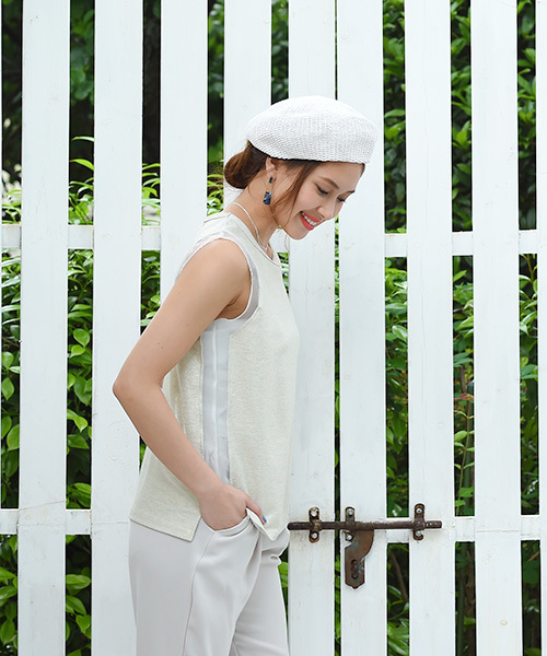 Eldia'lu（エルディアル）の「メッシュベレー帽（ハンチング/ベレー帽・レディース・オフホワイト/ブラック/サックスブルー/ベージュ・ﾌﾘ-）」の8枚目の写真