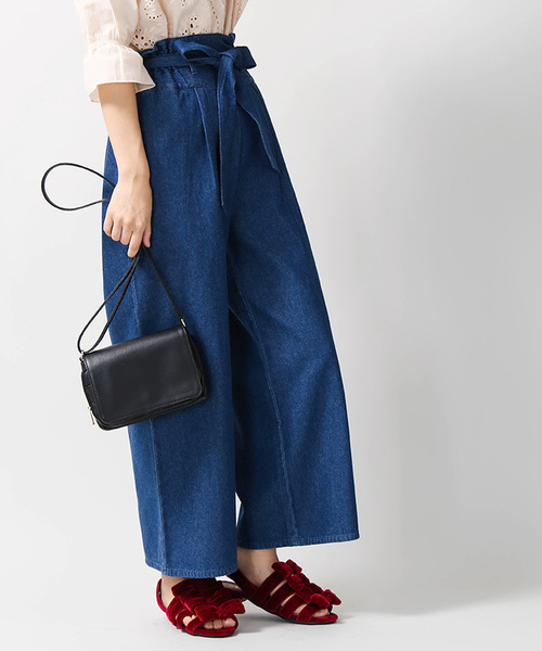 WEGO(ウィゴー)の「WEGO/ハイウエストリボンワイドパンツ(その他パンツ・レディース・ブラック/ダークグリーン/ブラウン/インディゴブルー/ダークインディゴブルー/その他1/その他2/ワイン・LARGE/MEDIUM/SMALL)」の5枚目の写真