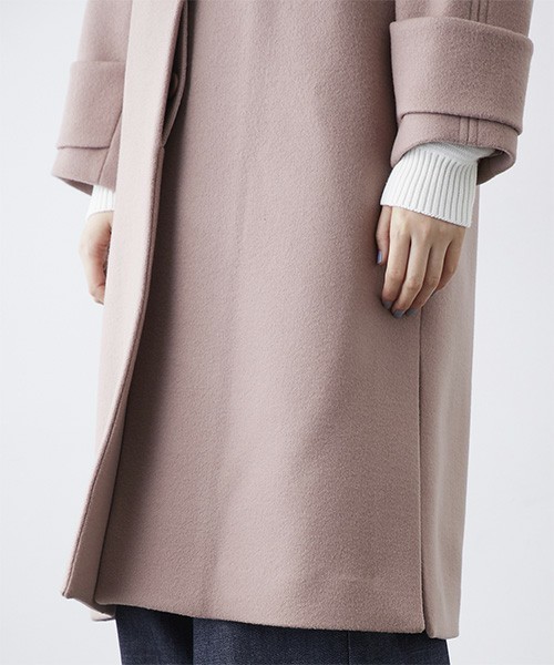 STUDIOUS（ステュディオス）の「【STUDIOUS】ノーカラーリンクオーバーコート（チェスターコート・レディース・ブラウン/ピンク・1/0）」の17枚目の写真