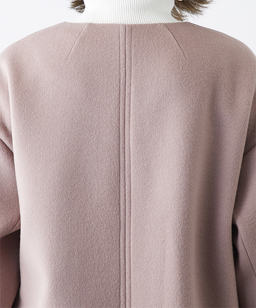 STUDIOUS（ステュディオス）の「【STUDIOUS】ノーカラーリンクオーバーコート（チェスターコート・レディース・ブラウン/ピンク・1/0）」の11枚目の写真