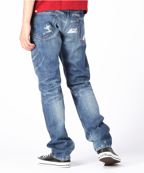 HYSTERIC GLAMOUR（ヒステリックグラマー）の「VSR加工デニムスリムストレートパンツ（デニムパンツ・メンズ・インディゴブルー・28inch/30inch/32inch/34inch）」の4枚目の写真