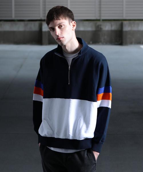 BEAUTY&YOUTH UNITED ARROWS（ビューティーアンドユースユナイテッドアローズ）の「【WEB限定】 by パネル ハーフジップ ビッグ スウェット -MADE IN JAPAN- ◆（スウェット・メンズ・ネイビー/ケリー・LARGE/MEDIUM/SMALL）」の3枚目の写真