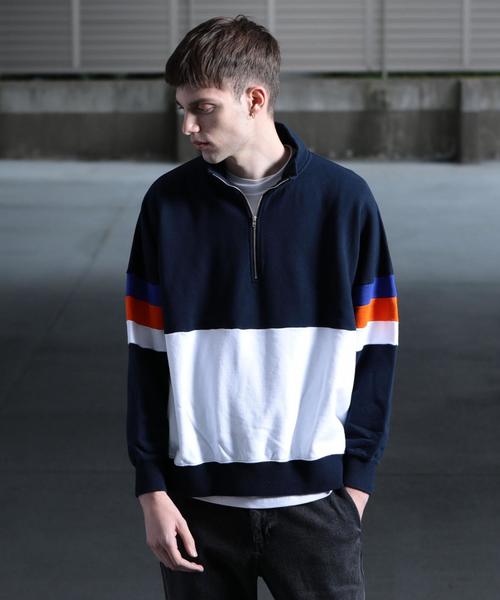 BEAUTY&YOUTH UNITED ARROWS（ビューティーアンドユースユナイテッドアローズ）の「【WEB限定】 by パネル ハーフジップ ビッグ スウェット -MADE IN JAPAN- ◆（スウェット・メンズ・ネイビー/ケリー・LARGE/MEDIUM/SMALL）」の6枚目の写真