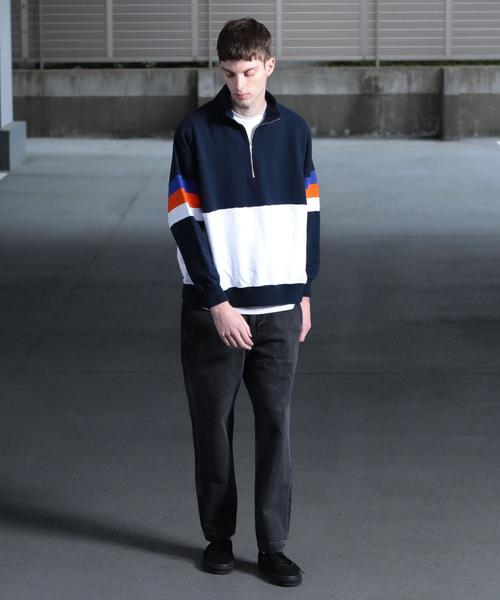BEAUTY&YOUTH UNITED ARROWS（ビューティーアンドユースユナイテッドアローズ）の「【WEB限定】 by パネル ハーフジップ ビッグ スウェット -MADE IN JAPAN- ◆（スウェット・メンズ・ネイビー/ケリー・LARGE/MEDIUM/SMALL）」の8枚目の写真