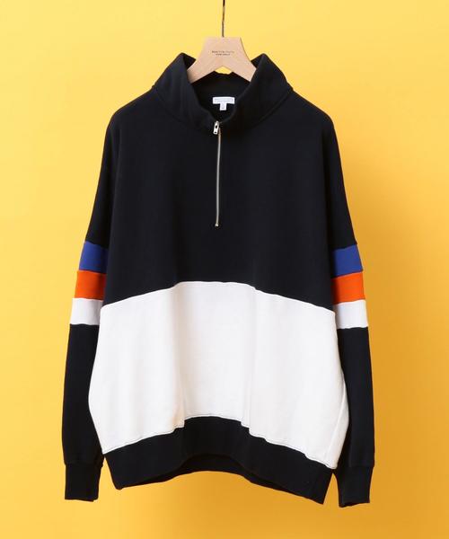 BEAUTY&YOUTH UNITED ARROWS（ビューティーアンドユースユナイテッドアローズ）の「【WEB限定】 by パネル ハーフジップ ビッグ スウェット -MADE IN JAPAN- ◆（スウェット・メンズ・ネイビー/ケリー・LARGE/MEDIUM/SMALL）」の14枚目の写真
