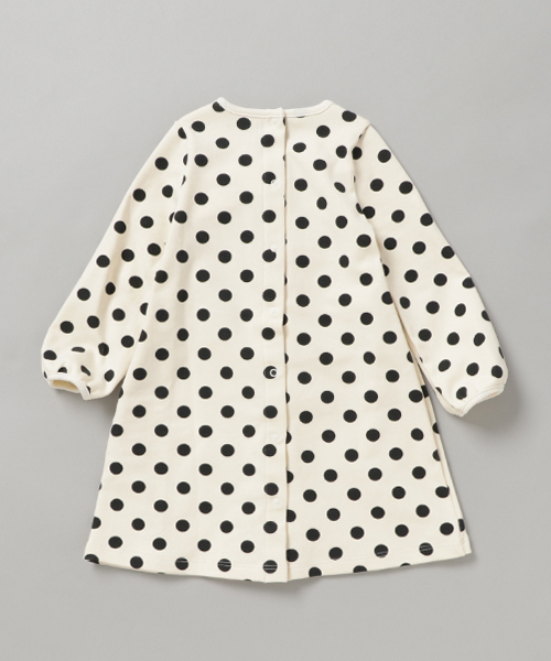 PETIT BATEAU（プチバトー）の「ストレッチコットンドットプリントワンピース（ワンピース・キッズ・ホワイト×グレー・18MONTH/24MONTH）」の2枚目の写真
