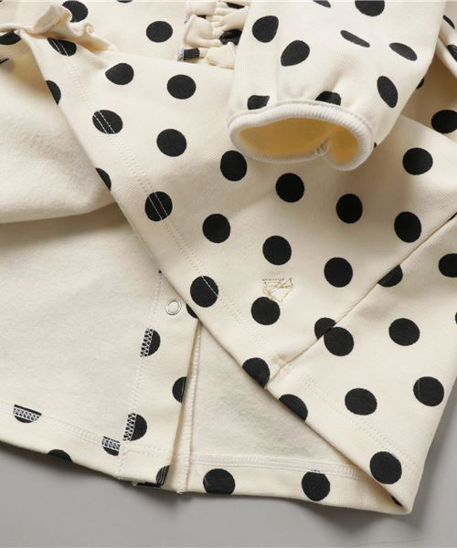 PETIT BATEAU（プチバトー）の「ストレッチコットンドットプリントワンピース（ワンピース・キッズ・ホワイト×グレー・18MONTH/24MONTH）」の3枚目の写真