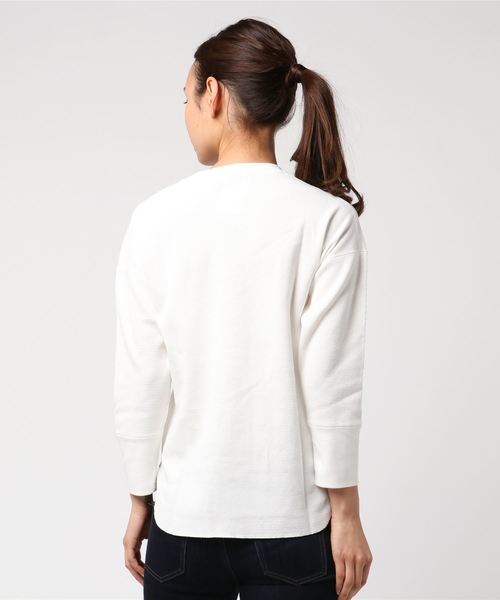 SHIPS（シップス）の「サーマル7分袖プルオーバー（Tシャツ/カットソー・レディース・オフホワイト/オリーブ/オレンジ・ONE SIZE）」の4枚目の写真